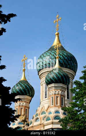 Cathédrale Orthodoxe Russe Saint-nicolas de Nice en France pour un usage éditorial uniquement Banque D'Images