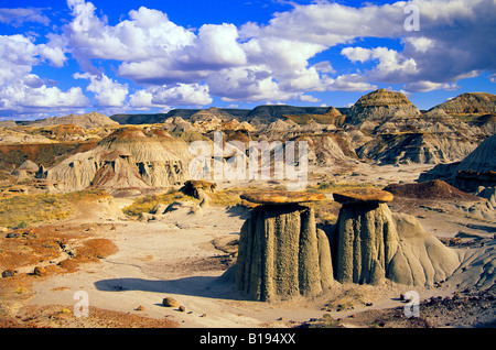 Cheminées, Dinosaur Provincial Park, le centre de l'Alberta, Canada Banque D'Images