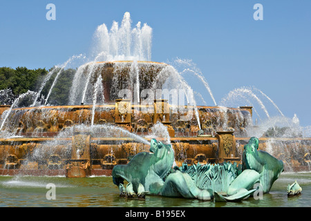 Fontaines Chicago Illinois Clarence Buckingham Memorial Fountain à Grant Park près de lakefront Banque D'Images