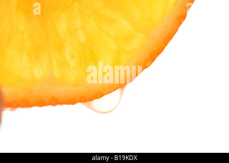 Tranche d'orange juteuse, extreme close-up Banque D'Images