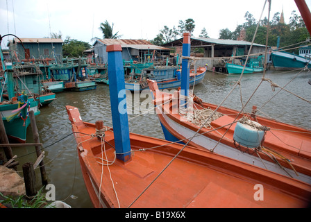 Cambodge Kampot bateaux de pêche Banque D'Images
