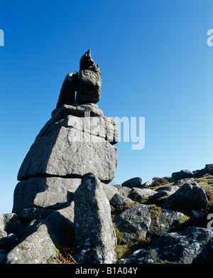 La pile de granit de Bowermans Nose à Hayne Down dans le parc national de Dartmoor, Manaton, Devon, Angleterre. Banque D'Images