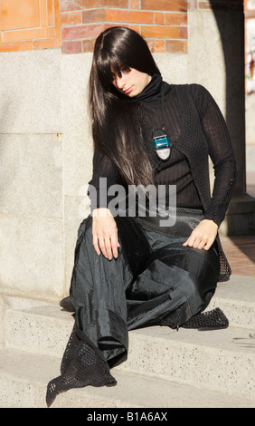 Young Woman posing in Traditional Chinese Folk Museum Banque D'Images