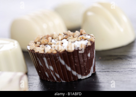 Assorment de fins chocolats belges Banque D'Images