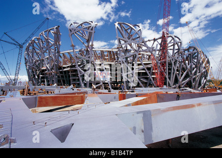 Site de construction du stade national de Beijing, Chine, Banque D'Images