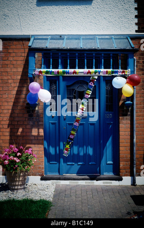 Décorations pour une fête d'anniversaire de childs sur une maison Banque D'Images