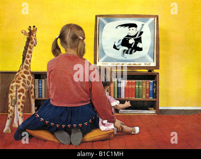 Diffusion, télévision, téléspectateurs, émissions de télévision pour enfants, Allemagne, 1960, Banque D'Images
