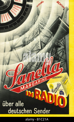Diffusion, radio, publicité, Margarine Sanella, Berlin, Allemagne, 1932, Banque D'Images