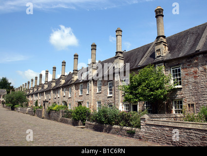 Voir de près des vicaires, près de la cathédrale de Wells, - la plus ancienne rue habitée en Europe, le logement des membres de la Chorale Banque D'Images