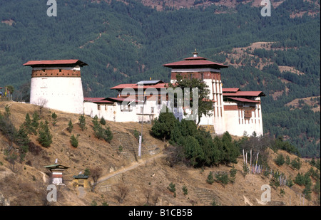 La vallée de Bumthang Bhoutan Jakar Dzong Banque D'Images