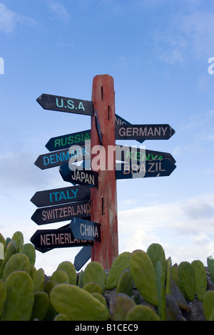 Sign post at North Point Barbade Caraïbes Banque D'Images