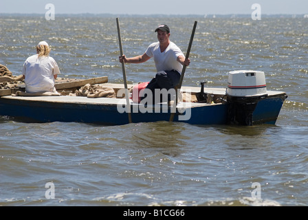 Tongers d'huîtres sur le long de la Baie d'Apalachicola Floride côte nord panhandle Banque D'Images