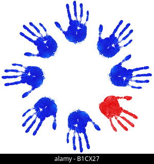 Des images empreintes d'un étrange bleu rouge une équipe de concepts de l'égalité et de la diversité Banque D'Images
