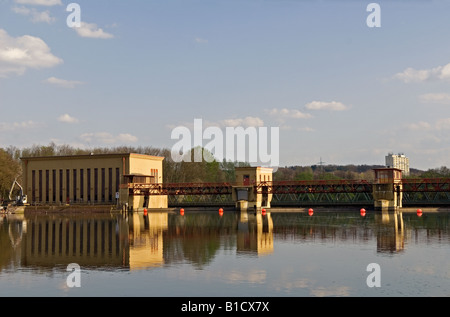 Hengstey Centrale hydroélectrique, Hagen, Rhénanie du Nord-Westphalie, Allemagne. Banque D'Images