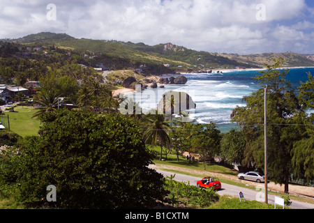 High angle view sur la ligne de côte des Caraïbes Barbade Bethsabée Banque D'Images