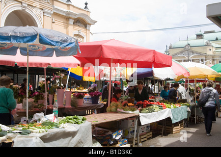 Rijeka Istrie Croatie Europe peut des fruits des fleurs et des légumes pour la vente au marché de la ville Banque D'Images