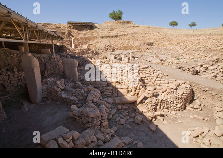 Les murs et les pierres au site néolithique de Gobekli Tepe dans le sud-est de la Turquie Banque D'Images