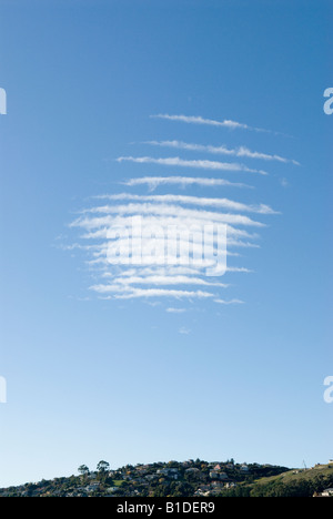 Cirrocumulus nuages (ackerel "sky') sur la ville de Christchurch en Nouvelle-Zélande Banque D'Images
