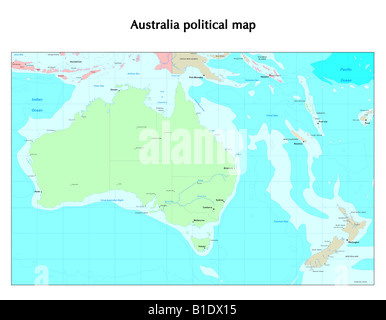 Carte politique de l'Australie Banque D'Images