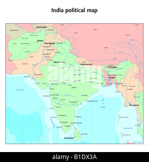 Carte politique de l'Inde Banque D'Images