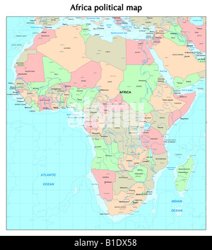 Carte politique de l'Afrique Banque D'Images