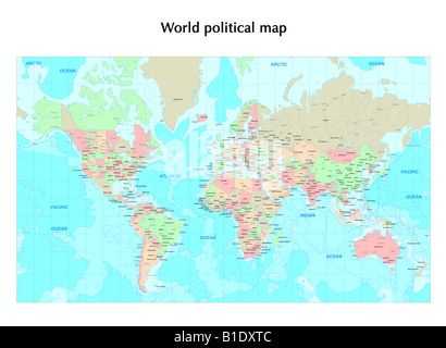 Carte politique du monde Banque D'Images