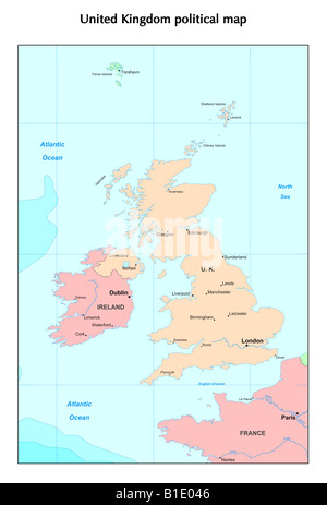 Carte politique du Royaume-Uni Banque D'Images