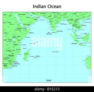 Carte de l'Océan indien Banque D'Images