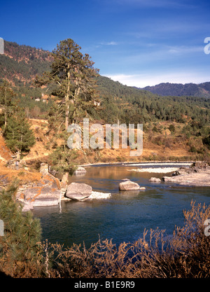 Bhoutan Bumthang Bumthang Chhu Jakar Vallée de la rivière Banque D'Images