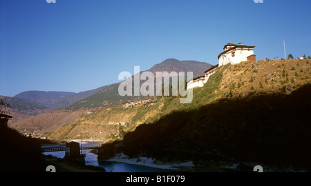 Bhoutan Wangdue Phodrang Dzong au-dessus de la rivière Punak Chuu Banque D'Images