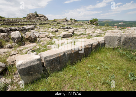 Bloc de pierre des murs de la capitale hittite d'Hattusha, Parc National de Hattusas, Kharkov, Anatolie, Turquie Banque D'Images