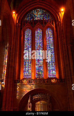 Vitrail de la cathédrale de Liverpool, capitale de la culture 2008 Banque D'Images