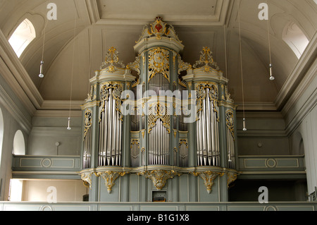 Dans l'orgue baroque ancienne collégiale St Gumbertus, Ansbach, en Bavière, Allemagne Banque D'Images