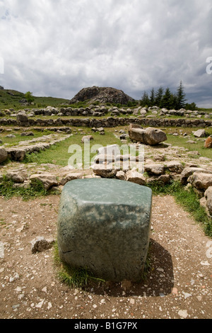 La pierre verte dans le Temple 1 à la capitale hittite d'Hattusha, Parc National de Hattusas, Kharkov, Anatolie, Turquie Banque D'Images