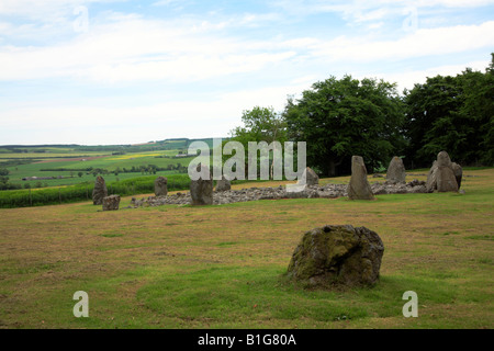 Loanhead de Daviot Stone Circle près d'Inverurie, Aberdeenshire, UK. Banque D'Images