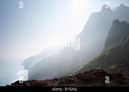 Vue de la Côte de Na Pali à partir de la Côte de Na Pali Kalalau Trail State Park Kauai Hawaii USA Banque D'Images