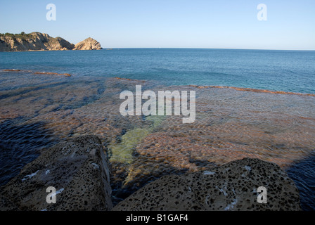 Vue depuis Portichol zone à Cabo San Martin et Cap Prim, Javea / Xabia, Province d'Alicante, Communauté Valencienne, Espagne Banque D'Images