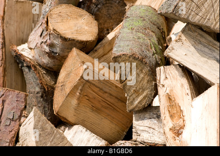 Tas de bois de sciage, bois de chauffage Banque D'Images