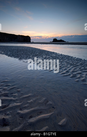 Coucher de soleil sur la plage de Rolvenden Cornwall UK Banque D'Images