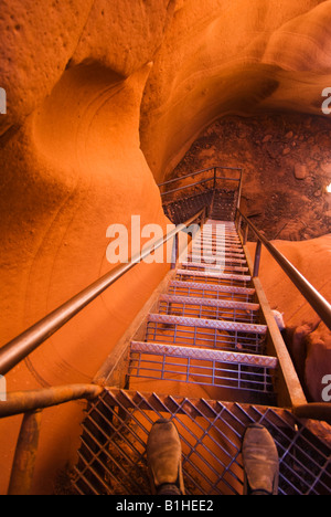 Les échelles utilisées pour explorer les emplacements de grès du Lower Antelope Canyon Navajo Tribal Park Lake Powell Arizona Banque D'Images