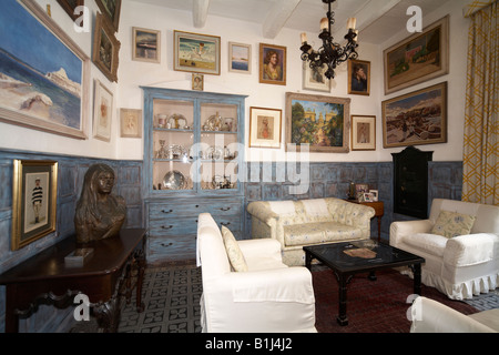 La Chambre Bleue en Casa Rocca Piccola 16C historique grand Palais maltais chambre Valetta Malte Valeta ou Banque D'Images