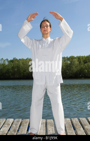 Tai Chi Gong Sau, l'exercice, la collecte des Qi Banque D'Images