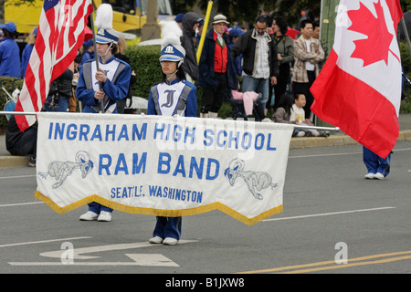 Fanfare de l'école secondaire Victoria Day Parade annuelle Victoria British Columbia Canada Banque D'Images