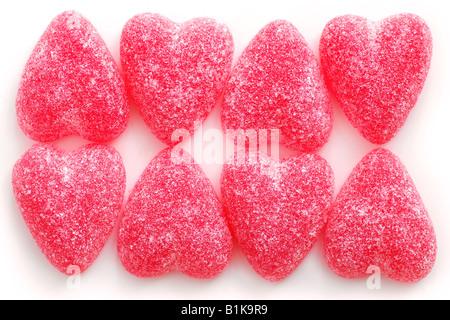 Sucre candi coeurs Saint-valentin isolé sur fond blanc Banque D'Images