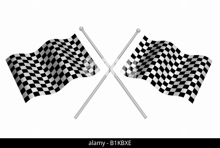 3D render of checkered flags Banque D'Images