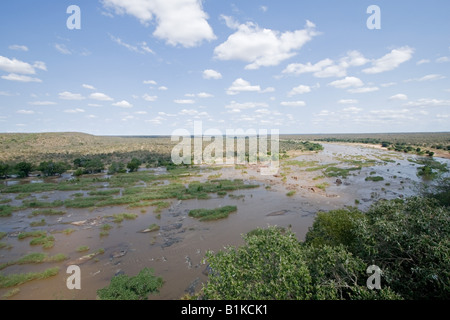 Vallée des Oliphants - vue spectaculaire sur la rivière Oliphants et Kruger National Park d'Oliphants camp des chambres avec vue sur le fleuve. Banque D'Images