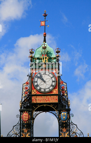 Eastgate Clock ville de Chester, ville centre commercial cheshire england uk go Banque D'Images