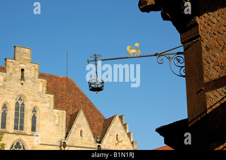 Hôtel de ville et les bouchers Guild Hall, Hildesheim, Allemagne. Banque D'Images