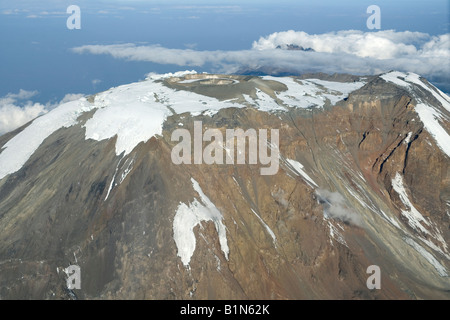 Vue aérienne de Kilimandjaro 19335 ft 5895 Violation de l'ouest du nord centre m champ de glaces Glacier bas gauche Penck, Tanzanie Banque D'Images