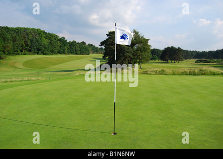 Le drapeau vert, Sunningdale Golf Course, Sunningdale, Berkshire, Angleterre, Royaume-Uni Banque D'Images
